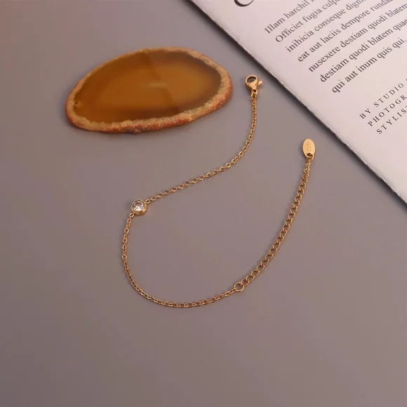 NEW 18k Yellow Gold | 925 Sterling Bezel Set Diamond Solitaire Bracelet - Picture 6 of 16